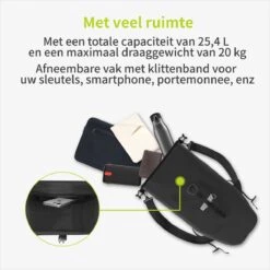 ACROPAQ Fietstas - Enkele, 25L, Waterdicht, Dragen Als Handtas En Schoudertas, Met Reflectoren - Ook Voor Elektrische Fietsen - Zwart -Fietsenwinkel 1200x1200 93