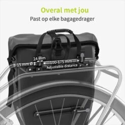 ACROPAQ Fietstas - Enkele, 25L, Waterdicht, Dragen Als Handtas En Schoudertas, Met Reflectoren - Ook Voor Elektrische Fietsen - Zwart -Fietsenwinkel 1200x1200 94