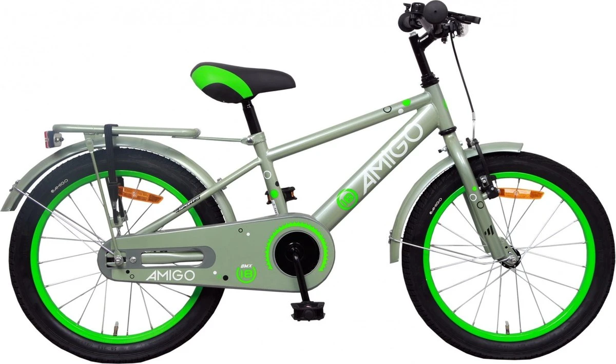 Amigo Sports Jongensfiets - Kinderfiets 18 Inch - Grijs/Groen 3 Amigo Sports Jongensfiets - Kinderfiets 18 Inch - Grijs/Groen