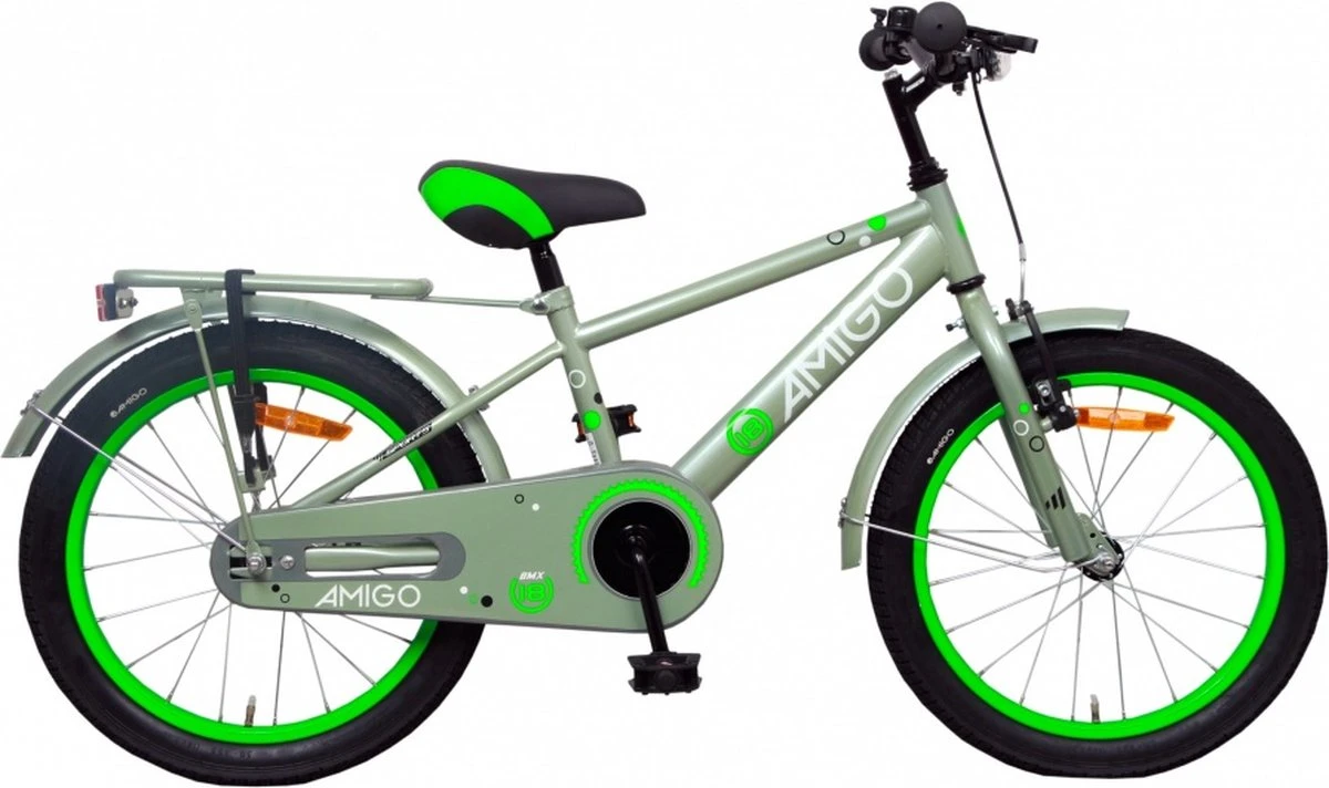 Amigo Sports Jongensfiets - Kinderfiets 18 Inch - Grijs/Groen 12 Amigo Sports Jongensfiets - Kinderfiets 18 Inch - Grijs/Groen - Image 10