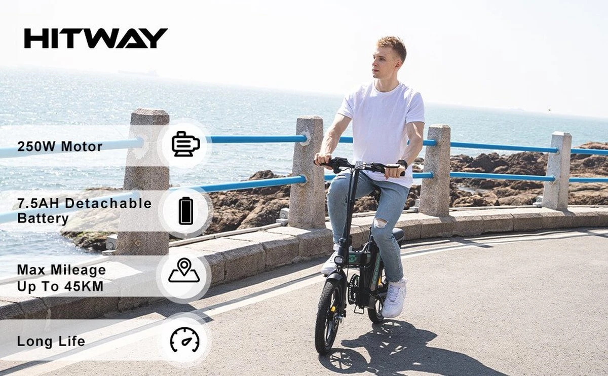 HITWAY E Bike Elektrische Fiets Vouwfiets, 36V/8.4Ah Batterij, 250W Motor, 25km/h, 35-70km, 16" City EBike Voor Heren En Dames 7 HITWAY E Bike Elektrische Fiets Vouwfiets, 36V/8.4Ah Batterij, 250W Motor, 25km/h, 35-70km, 16" City EBike Voor Heren En Dames - Image 5