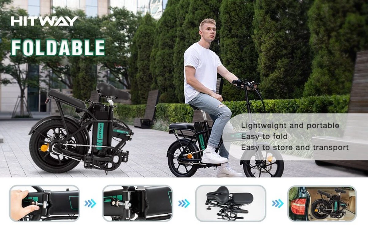 HITWAY E Bike Elektrische Fiets Vouwfiets, 36V/8.4Ah Batterij, 250W Motor, 25km/h, 35-70km, 16" City EBike Voor Heren En Dames 10 HITWAY E Bike Elektrische Fiets Vouwfiets, 36V/8.4Ah Batterij, 250W Motor, 25km/h, 35-70km, 16" City EBike Voor Heren En Dames - Image 8