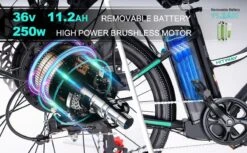 HITWAY 26 Inch E-bike, Elektrische Fiets Voor Heren En Dames, Pedelec Stadsfietsen, 250 W Motor, 36 V/11,2 Ah E-bike, Shimano 7 Versnellingen, 35-90 Km| Wit / Blauw -Fietsenwinkel 1200x742 5