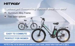 HITWAY 26 Inch E-bike, Elektrische Fiets Voor Heren En Dames, Pedelec Stadsfietsen, 250 W Motor, 36 V/11,2 Ah E-bike, Shimano 7 Versnellingen, 35-90 Km| Wit / Blauw -Fietsenwinkel 1200x742 6
