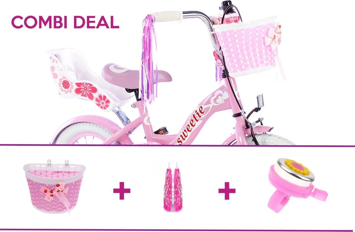 Kinderfiets- Meisjesfiets - Roze - Pakket Met Mand - Fietsbel - Slingers - Handvat Versiering - 12 Inch - 14 Inch - 18 Inch - 20 Inch 3 Kinderfiets- Meisjesfiets - Roze - Pakket Met Mand - Fietsbel - Slingers - Handvat Versiering - 12 Inch - 14 Inch - 18 Inch - 20 Inch