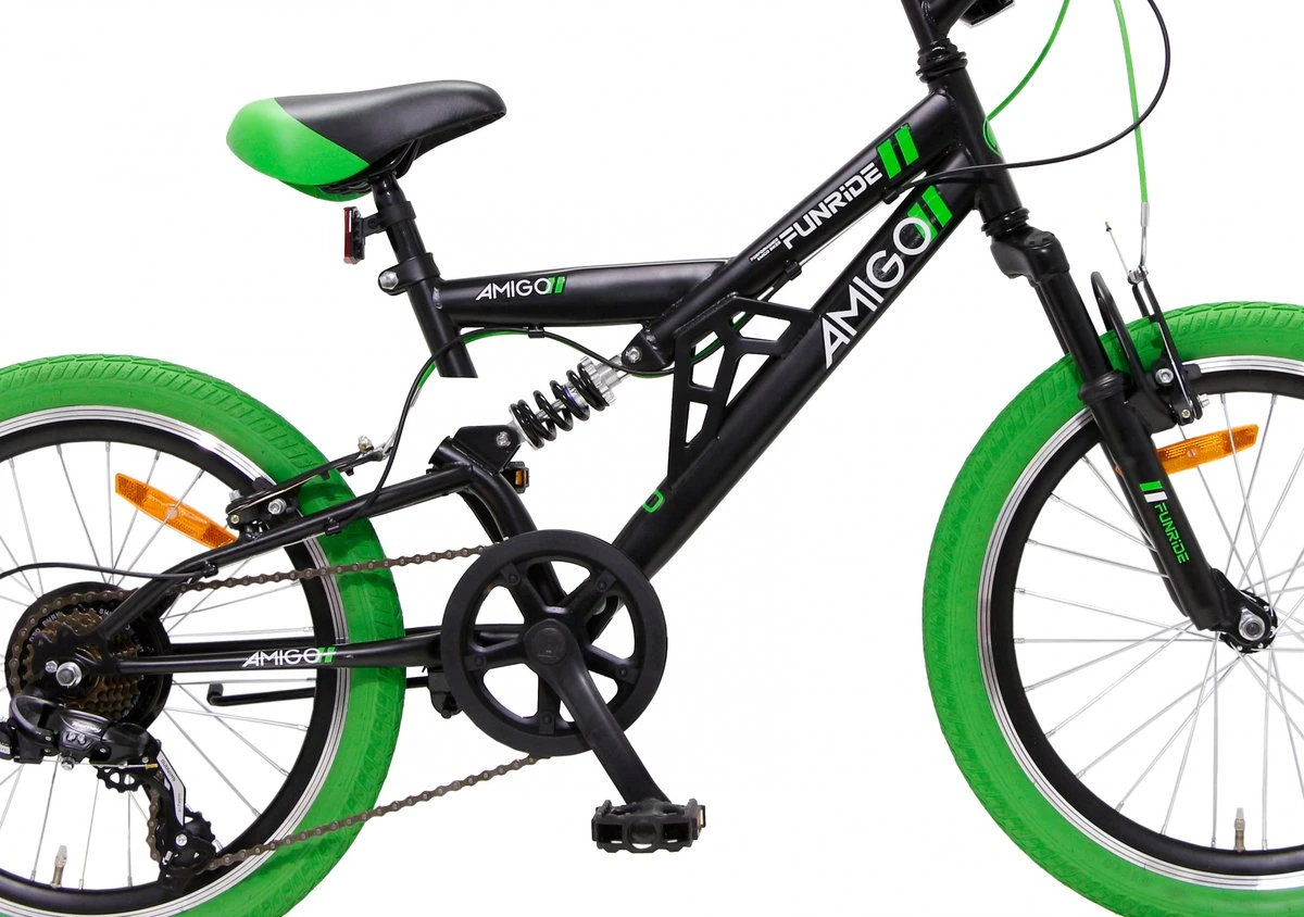 Amigo Fun Ride - Mountainbike 20 Inch - Voor Jongens En Meisjes - Met 7 Versnellingen - Zwart/Groen 10 Amigo Fun Ride - Mountainbike 20 Inch - Voor Jongens En Meisjes - Met 7 Versnellingen - Zwart/Groen - Image 8