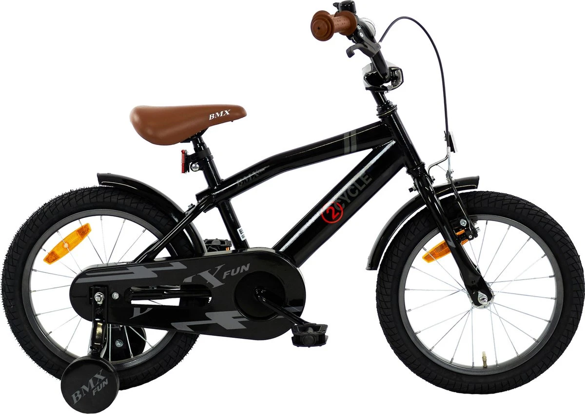 2Cycle BMX-Fun Kinderfiets - 16 Inch - Zwart - Jongensfiets 6 2Cycle BMX-Fun Kinderfiets - 16 Inch - Zwart - Jongensfiets - Image 4