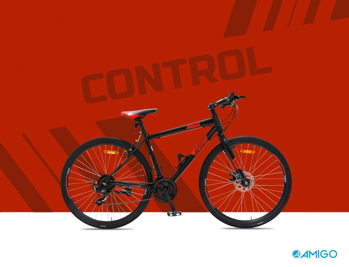 Amigo Control - Mountainbike 28 Inch - Voor Dames En Heren - Met 21 Versnellingen - Zwart/Rood 7 Amigo Control - Mountainbike 28 Inch - Voor Dames En Heren - Met 21 Versnellingen - Zwart/Rood - Image 5