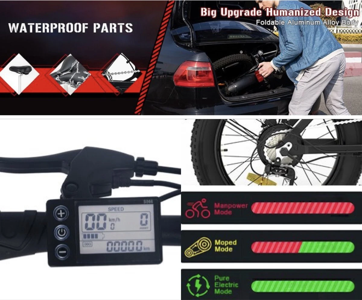 HITWAY E-bike Elektrische Fiets 20" Vouwfiets Met Dikke Banden, 250W/36V/11,2Ah Accu, 35-90 Km, Offroad-mountainbike Met Shimano 7 Versnellingen, CityBike Voor Heren En Dames 4 HITWAY E-bike Elektrische Fiets 20" Vouwfiets Met Dikke Banden, 250W/36V/11,2Ah Accu, 35-90 Km, Offroad-mountainbike Met Shimano 7 Versnellingen, CityBike Voor Heren En Dames - Image 2