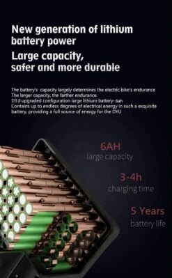 DYU D3F Opvouwbare Elektrische Fiets, Slimme Mountainbike Voor Volwassenen, 240W Aluminiumlegering Fiets Verwijderbare 36V/10Ah Lithium-ion Batterij Met 3 Rijmodi -Fietsenwinkel 742x1200 1