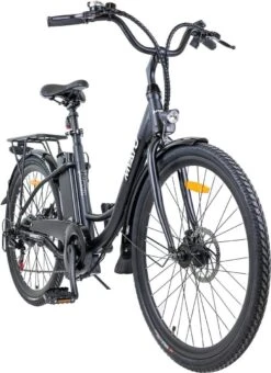 Myatu E-bike 26 Inch City Pedelec Voor Dames En Heren, Elektrische Fiets Met 12,5Ah Accu, 6 Versnellingen Shimano, Derailleur Versnellingen, Achter Motor 250 W-Zwart -Fietsenwinkel 871x1200 4