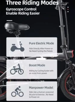 F-Wheel DYU A5 - Elektrische Vouwfiets - E Bike - 14 Inch - 7.5 Ah - 25km/u - Zwart -Fietsenwinkel 888x1200 2