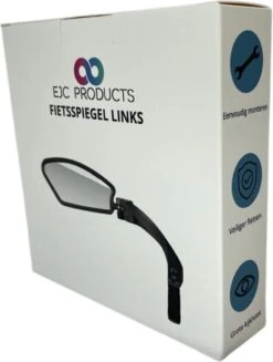 Fietsspiegel - Fietsspiegel Ebike - Links - Achteruitkijkspiegel - Fietsspiegel Op Stuur - Fiets Spiegel - Verstelbaar - Zwart - Stuurbevestiging - EJC Products -Fietsenwinkel 906x1200